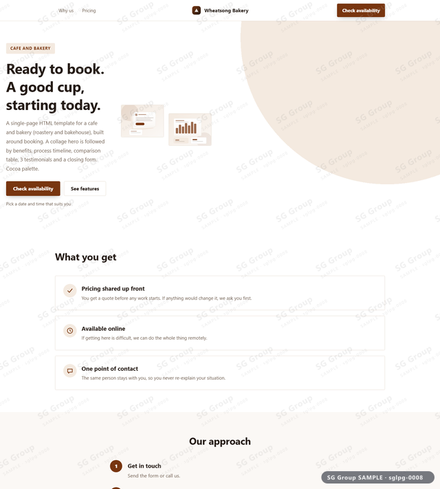 Thumbnail of Cafe and Bakery — Booking | collage, Cocoa, an HTML landing-page template for cafe and bakery aimed at booking.