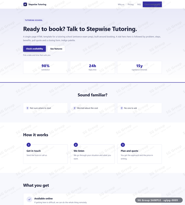 Thumbnail of Tutoring School — Booking | stat hero, Indigo, an HTML landing-page template for tutoring school aimed at booking.