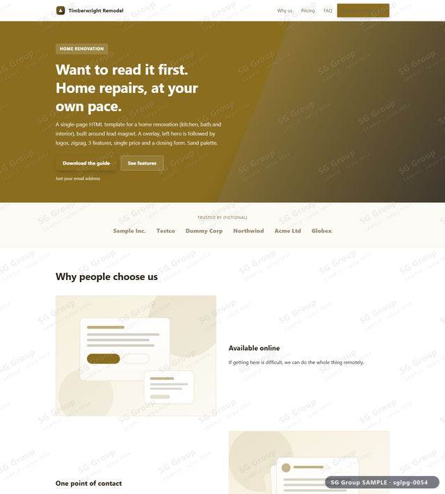 Thumbnail of Home Renovation — Lead Magnet | overlay, left, Sand, an HTML landing-page template for home renovation aimed at lead magnet.