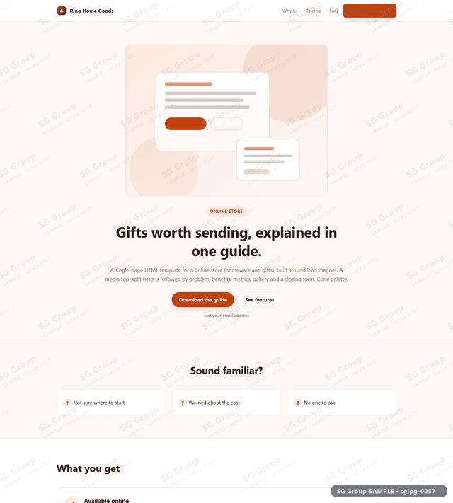 Thumbnail of Online Store — Lead Magnet | media top, split, Coral, an HTML landing-page template for online store aimed at lead magnet.