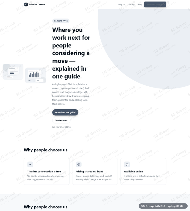 Thumbnail of Careers Page — Lead Magnet | collage, left, Steel, an HTML landing-page template for careers page aimed at lead magnet.