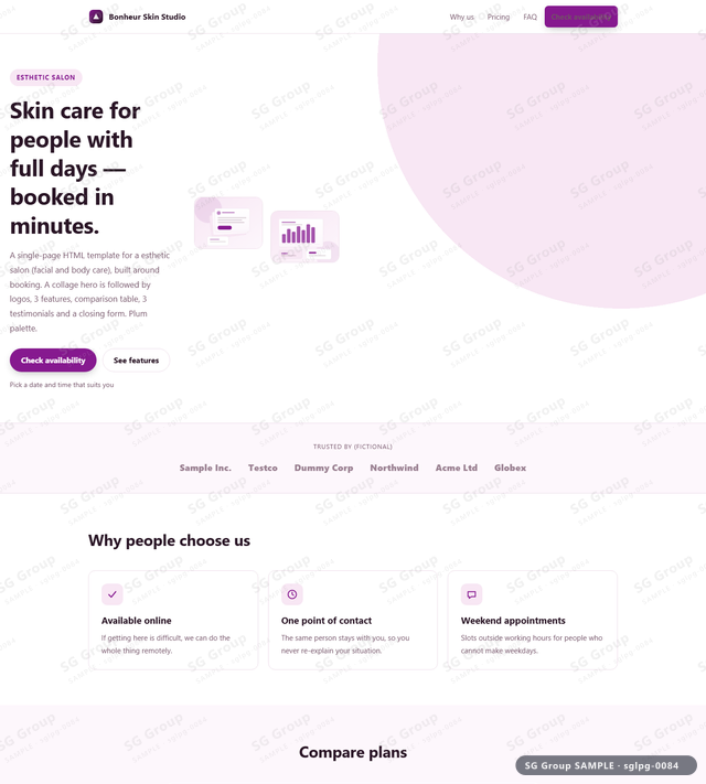Thumbnail of Esthetic Salon — Booking | collage, Plum, an HTML landing-page template for esthetic salon aimed at booking.