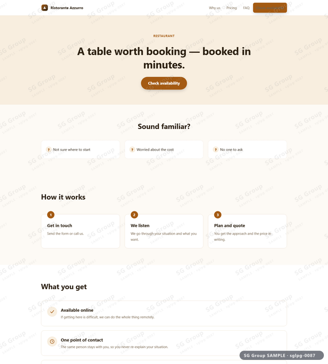 Thumbnail of Restaurant — Booking | banner CTA, Amber, an HTML landing-page template for restaurant aimed at booking.