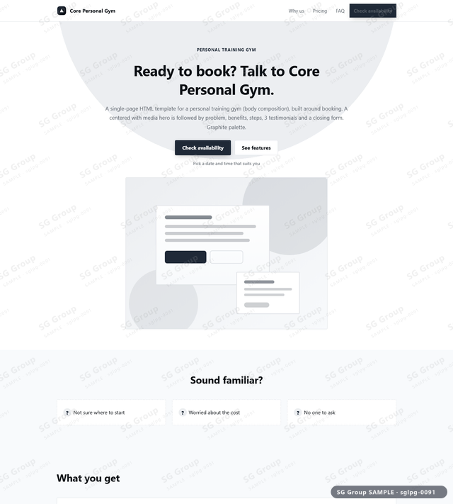 Thumbnail of Personal Training Gym — Booking | centered with media, Graphite, an HTML landing-page template for personal training gym aimed at booking.