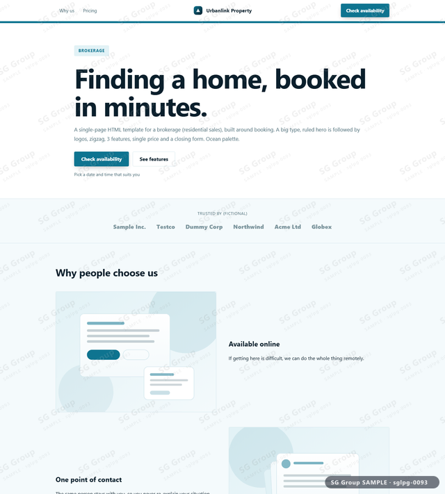 Thumbnail of Brokerage — Booking | big type, ruled, Ocean, an HTML landing-page template for brokerage aimed at booking.