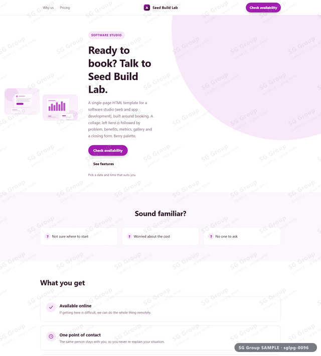 Thumbnail of Software Studio — Booking | collage, left, Berry, an HTML landing-page template for software studio aimed at booking.