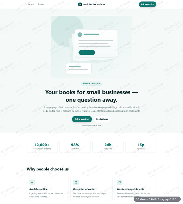 Thumbnail of Accounting Firm — Inquiry | media on top, Teal, an HTML landing-page template for accounting firm aimed at inquiry.
