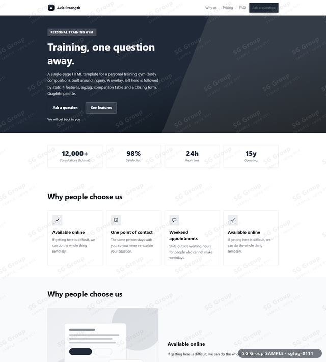 Thumbnail of Personal Training Gym — Inquiry | overlay, left, Graphite, an HTML landing-page template for personal training gym aimed at inquiry.