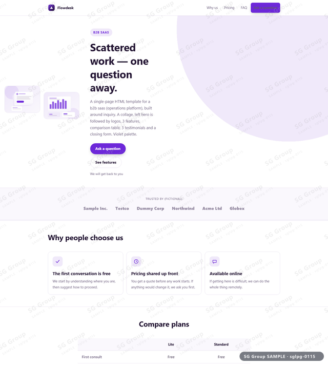 Thumbnail of B2B SaaS — Inquiry | collage, left, Violet, an HTML landing-page template for b2b saas aimed at inquiry.