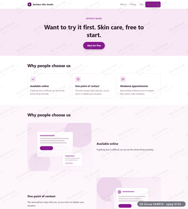 Thumbnail of Esthetic Salon — Free Trial | banner CTA, Plum, an HTML landing-page template for esthetic salon aimed at free trial.