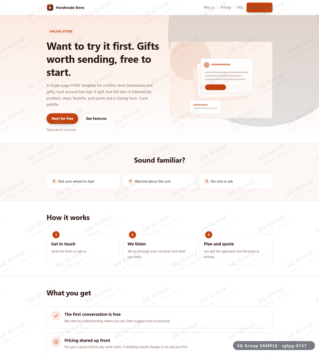 Thumbnail of Online Store — Free Trial | split, text left, Coral, an HTML landing-page template for online store aimed at free trial.