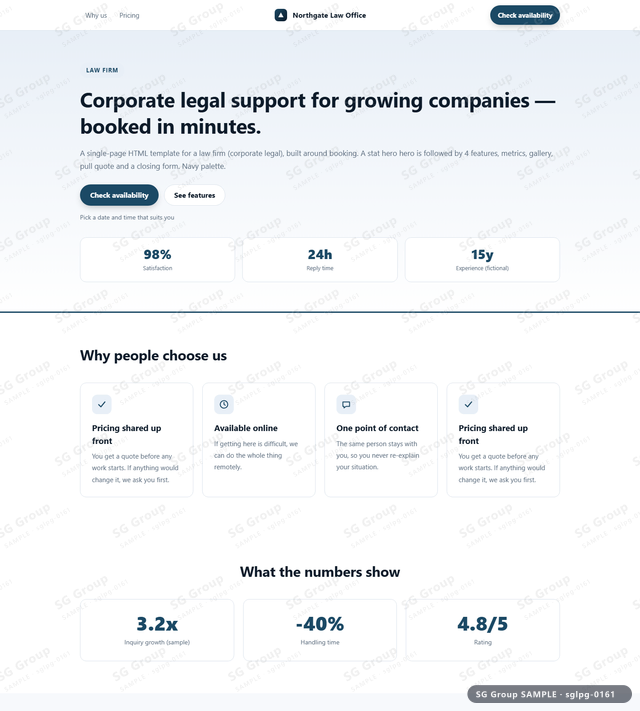 Thumbnail of Law Firm — Booking | stat hero, Navy, an HTML landing-page template for law firm aimed at booking.
