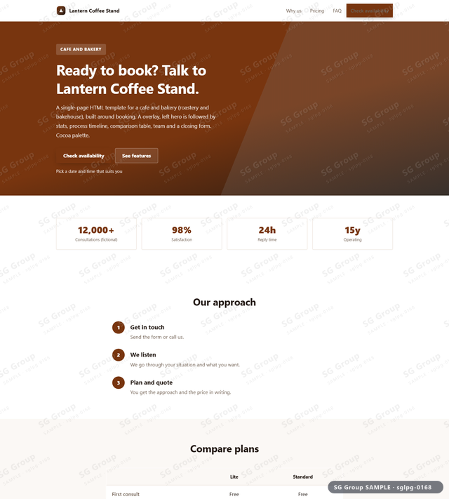 Thumbnail of Cafe and Bakery — Booking | overlay, left, Cocoa, an HTML landing-page template for cafe and bakery aimed at booking.
