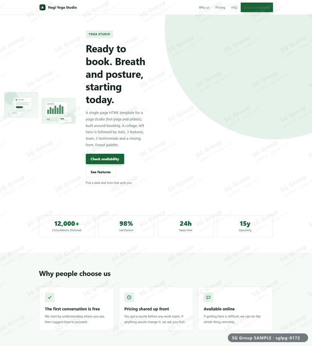 Thumbnail of Yoga Studio — Booking | collage, left, Forest, an HTML landing-page template for yoga studio aimed at booking.