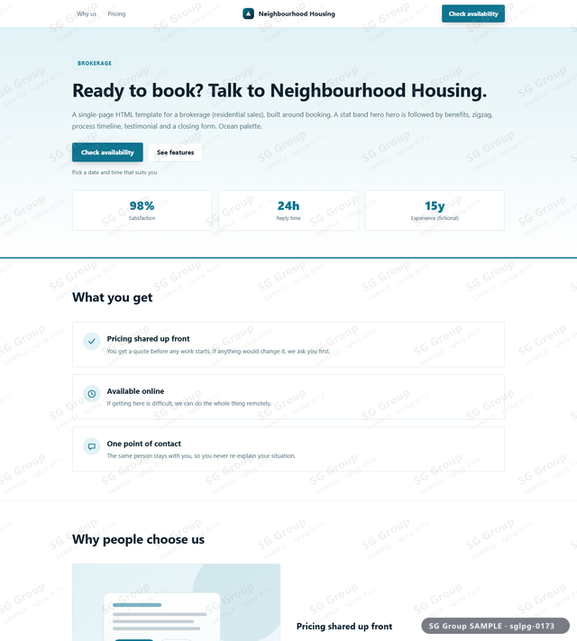 Thumbnail of Brokerage — Booking | stat band hero, Ocean, an HTML landing-page template for brokerage aimed at booking.
