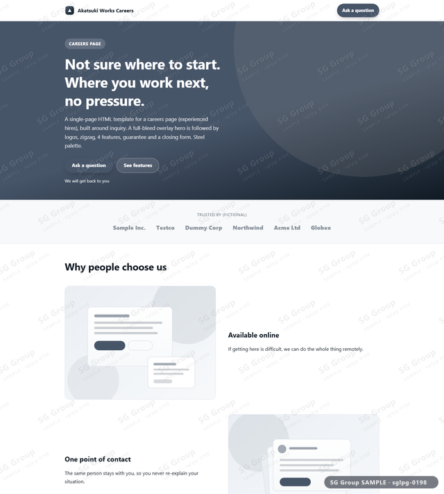 Thumbnail of Careers Page — Inquiry | full-bleed overlay, Steel, an HTML landing-page template for careers page aimed at inquiry.