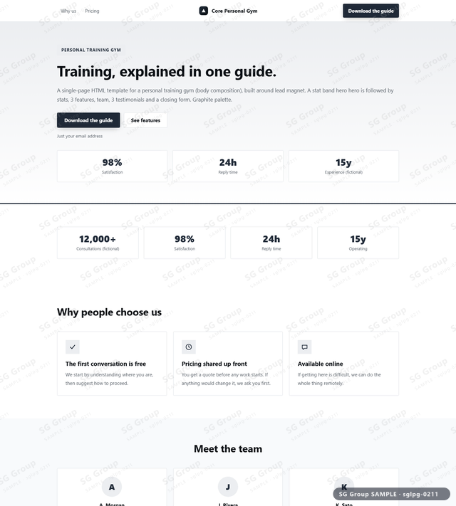 Thumbnail of Personal Training Gym — Lead Magnet | stat band hero, Graphite, an HTML landing-page template for personal training gym aimed at lead magnet.
