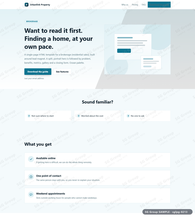 Thumbnail of Brokerage — Lead Magnet | split, portrait, Ocean, an HTML landing-page template for brokerage aimed at lead magnet.