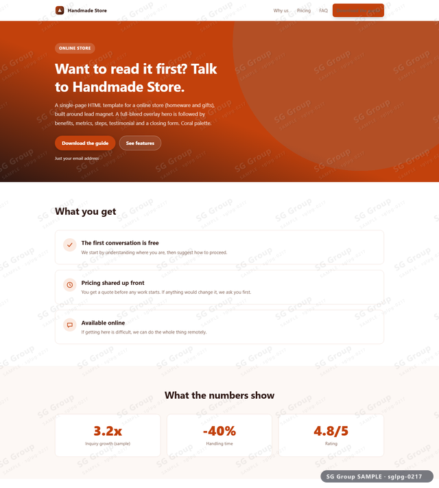 Thumbnail of Online Store — Lead Magnet | full-bleed overlay, Coral, an HTML landing-page template for online store aimed at lead magnet.