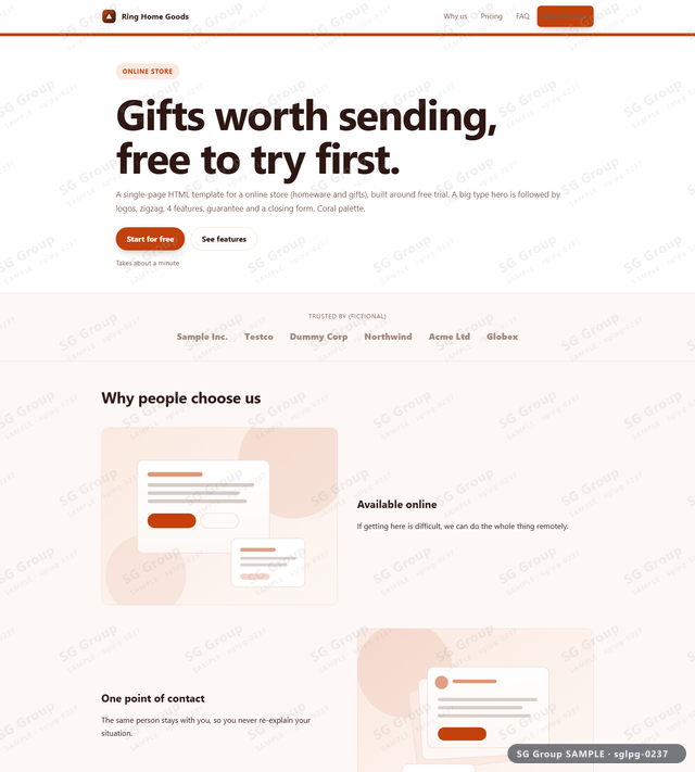 Thumbnail of Online Store — Free Trial | big type, Coral, an HTML landing-page template for online store aimed at free trial.