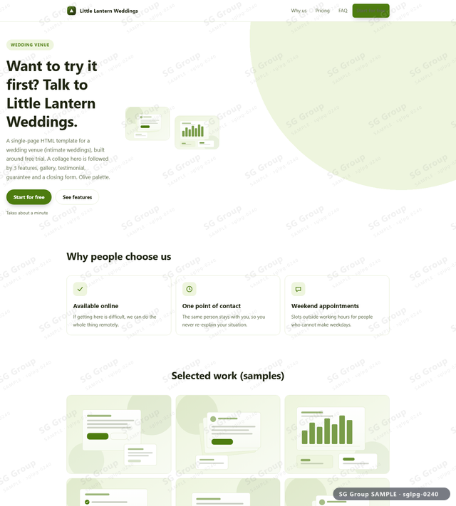 Thumbnail of Wedding Venue — Free Trial | collage, Olive, an HTML landing-page template for wedding venue aimed at free trial.