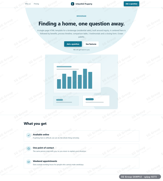 Thumbnail of Brokerage — Inquiry | centered, Ocean, an HTML landing-page template for brokerage aimed at inquiry.