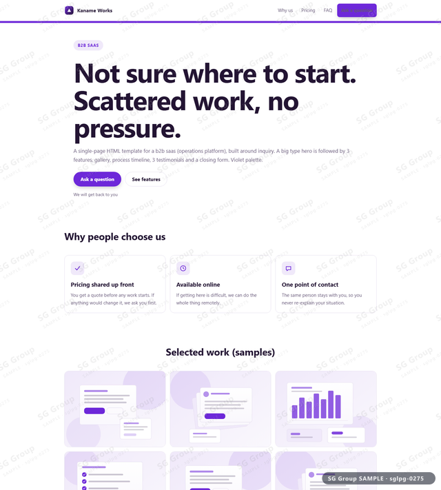 Thumbnail of B2B SaaS — Inquiry | big type, Violet, an HTML landing-page template for b2b saas aimed at inquiry.