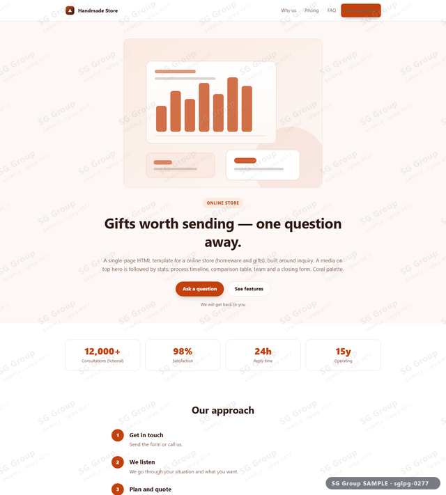 Thumbnail of Online Store — Inquiry | media on top, Coral, an HTML landing-page template for online store aimed at inquiry.