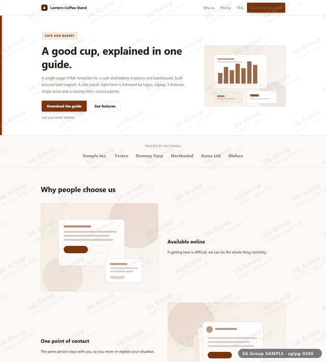 Thumbnail of Cafe and Bakery — Lead Magnet | side panel, right, Cocoa, an HTML landing-page template for cafe and bakery aimed at lead magnet.