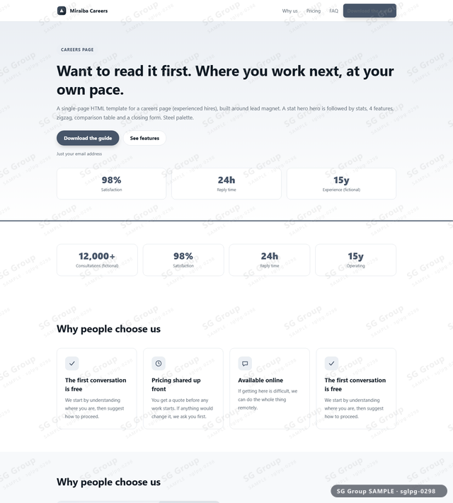 Thumbnail of Careers Page — Lead Magnet | stat hero, Steel, an HTML landing-page template for careers page aimed at lead magnet.