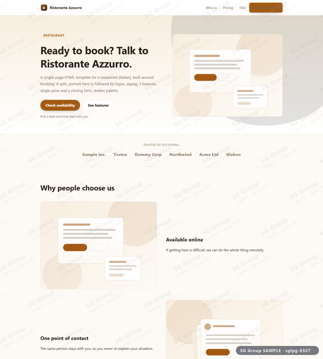 Thumbnail of Restaurant — Booking | split, portrait, Amber, an HTML landing-page template for restaurant aimed at booking.