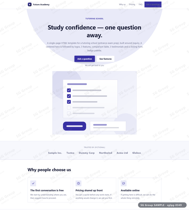 Thumbnail of Tutoring School — Inquiry | centered, Indigo, an HTML landing-page template for tutoring school aimed at inquiry.