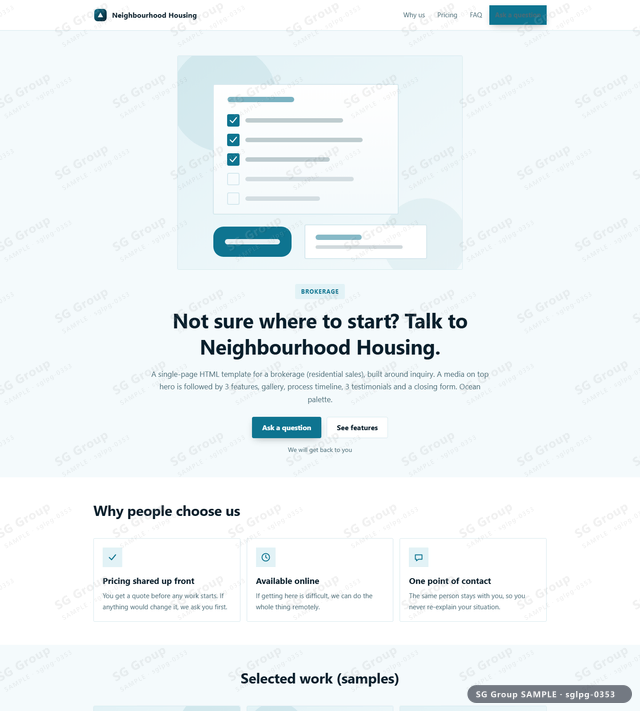 Thumbnail of Brokerage — Inquiry | media on top, Ocean, an HTML landing-page template for brokerage aimed at inquiry.
