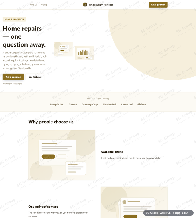 Thumbnail of Home Renovation — Inquiry | collage, Sand, an HTML landing-page template for home renovation aimed at inquiry.