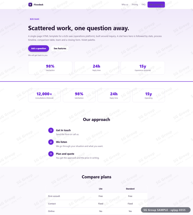 Thumbnail of B2B SaaS — Inquiry | stat hero, Violet, an HTML landing-page template for b2b saas aimed at inquiry.