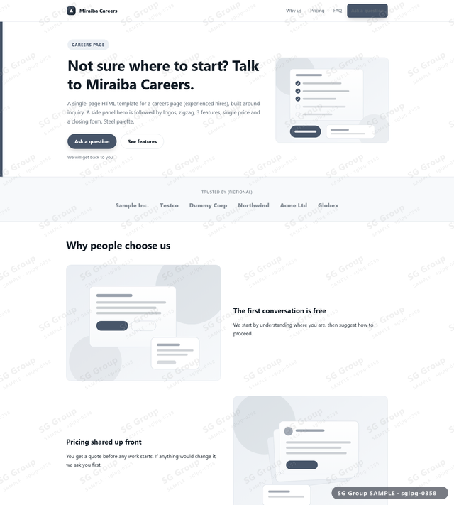 Thumbnail of Careers Page — Inquiry | side panel, Steel, an HTML landing-page template for careers page aimed at inquiry.