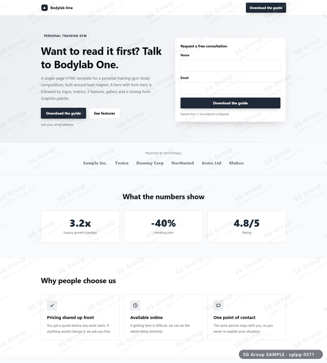 Thumbnail of Personal Training Gym — Lead Magnet | hero with form, Graphite, an HTML landing-page template for personal training gym aimed at lead magnet.