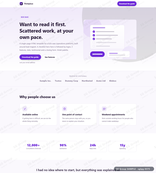 Thumbnail of B2B SaaS — Lead Magnet | checklist hero, Violet, an HTML landing-page template for b2b saas aimed at lead magnet.