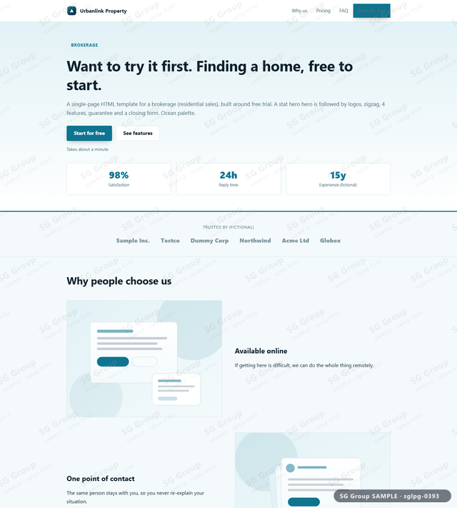 Thumbnail of Brokerage — Free Trial | stat hero, Ocean, an HTML landing-page template for brokerage aimed at free trial.