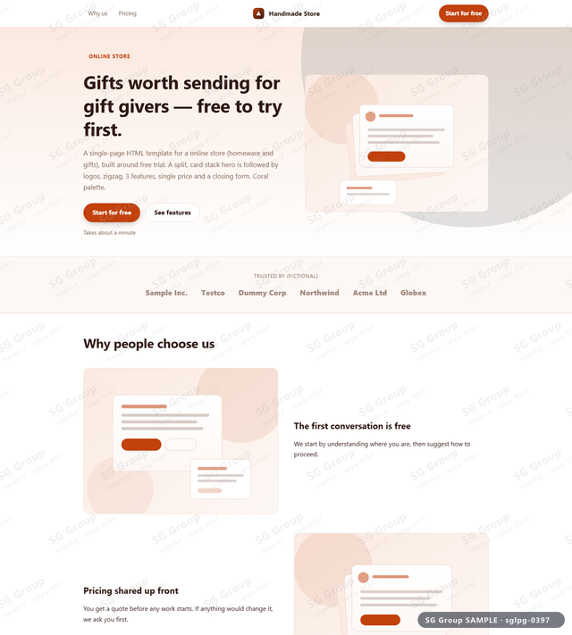 Thumbnail of Online Store — Free Trial | split, card stack, Coral, an HTML landing-page template for online store aimed at free trial.